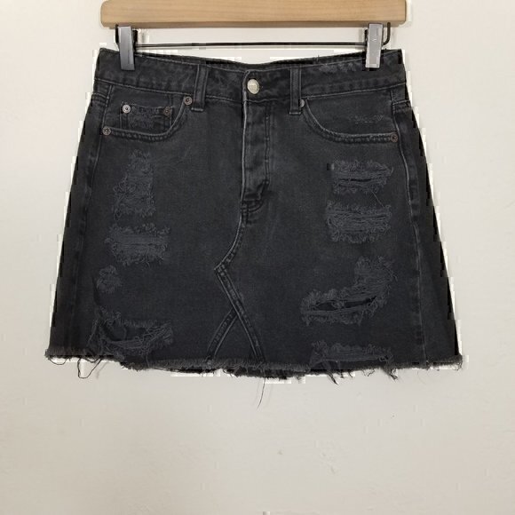 American Eagle Outfitters Dresses & Skirts - American Eagle Button Fly Distressed Denim Mini Skirts Size 2